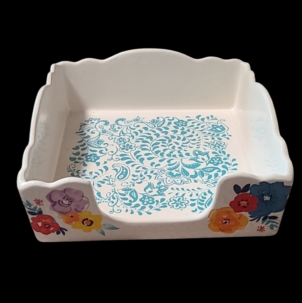 The Pioneer Woman Flea Market Floral Ceramic Square Napkin Holder Flowers